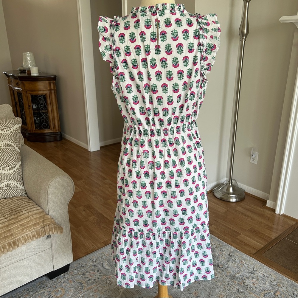 J. Crew Factory NEW Pink & Green Floral Block Print Sleeveless Dress SZ 10 - Picture 7 of 10